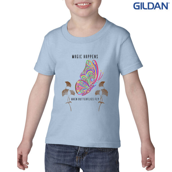 Magic Happens When Butterflies Fly - Gildan Toddler Heavy Cotton T-Shirt Thumbnail