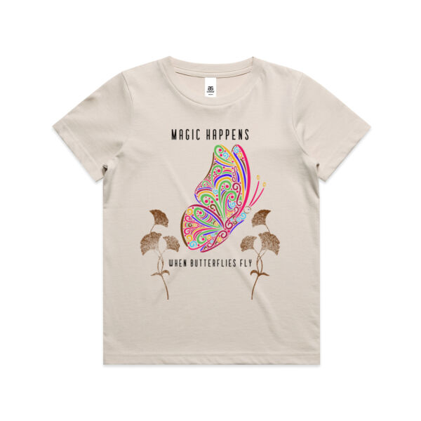Magic Happens When Butterflies Fly - AS Colour Kids Youth T shirt Thumbnail