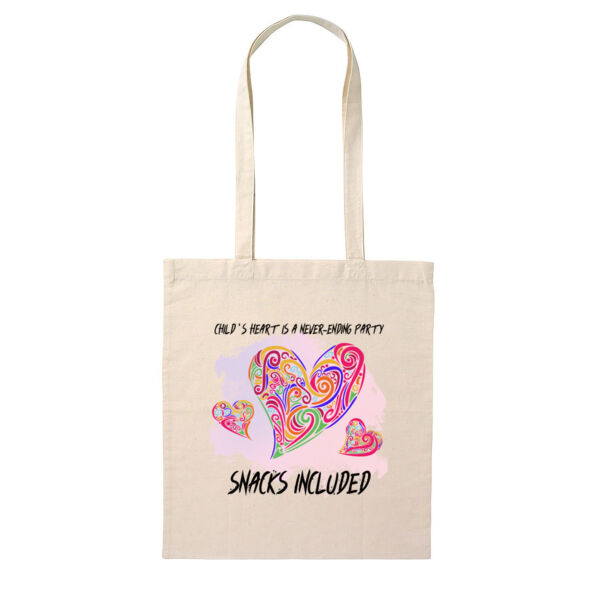 Child's heart is a never ending party snacks included - Tote Bag Thumbnail